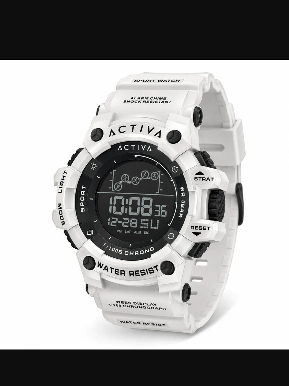 Activa White Digital Sport Watch - Water Resistant